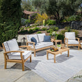 Teak 5pc Loveseat Set with Sunbrella Cushions lifestyle
