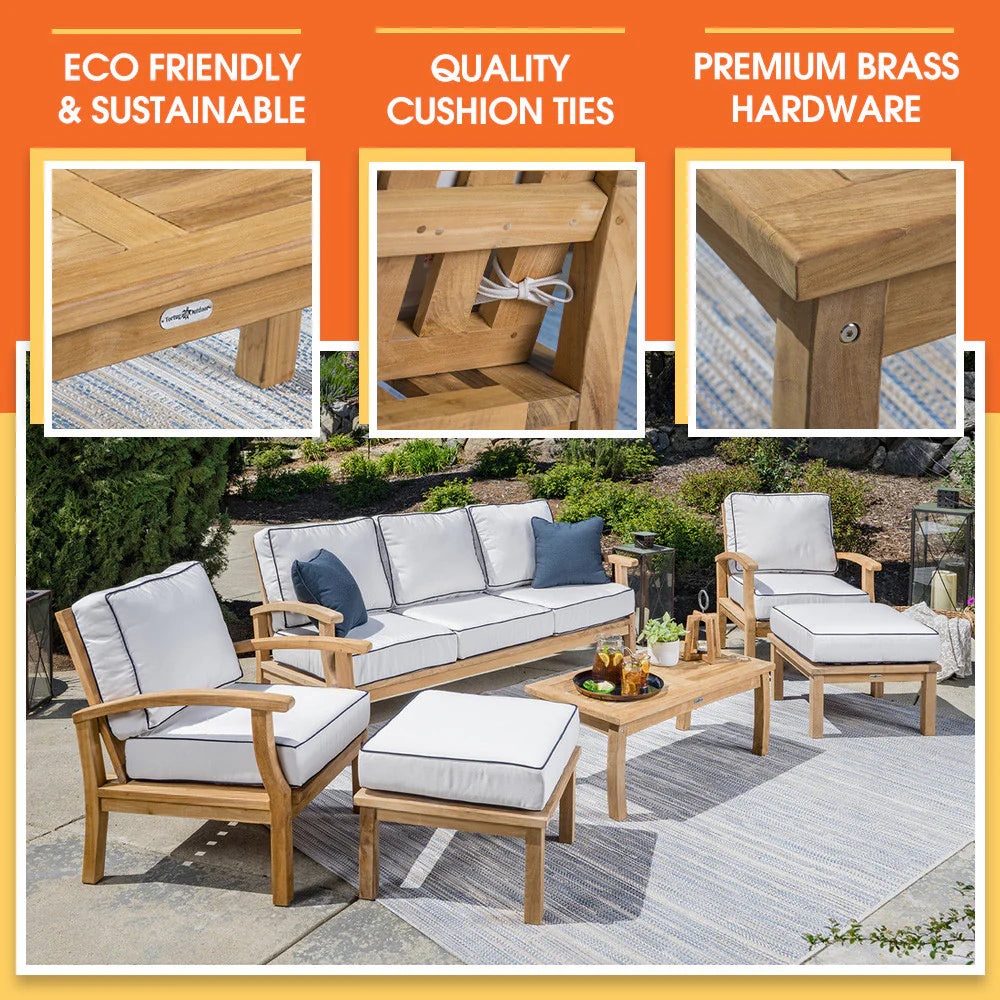Teak 6pc Sofa Set alternate front view