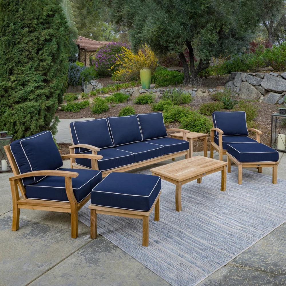 Teak 7pc Sofa Set with Sunbrella Cushions lifestyle