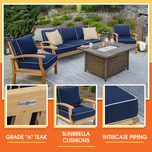 Teak 4pc Sofa Set alternate front view