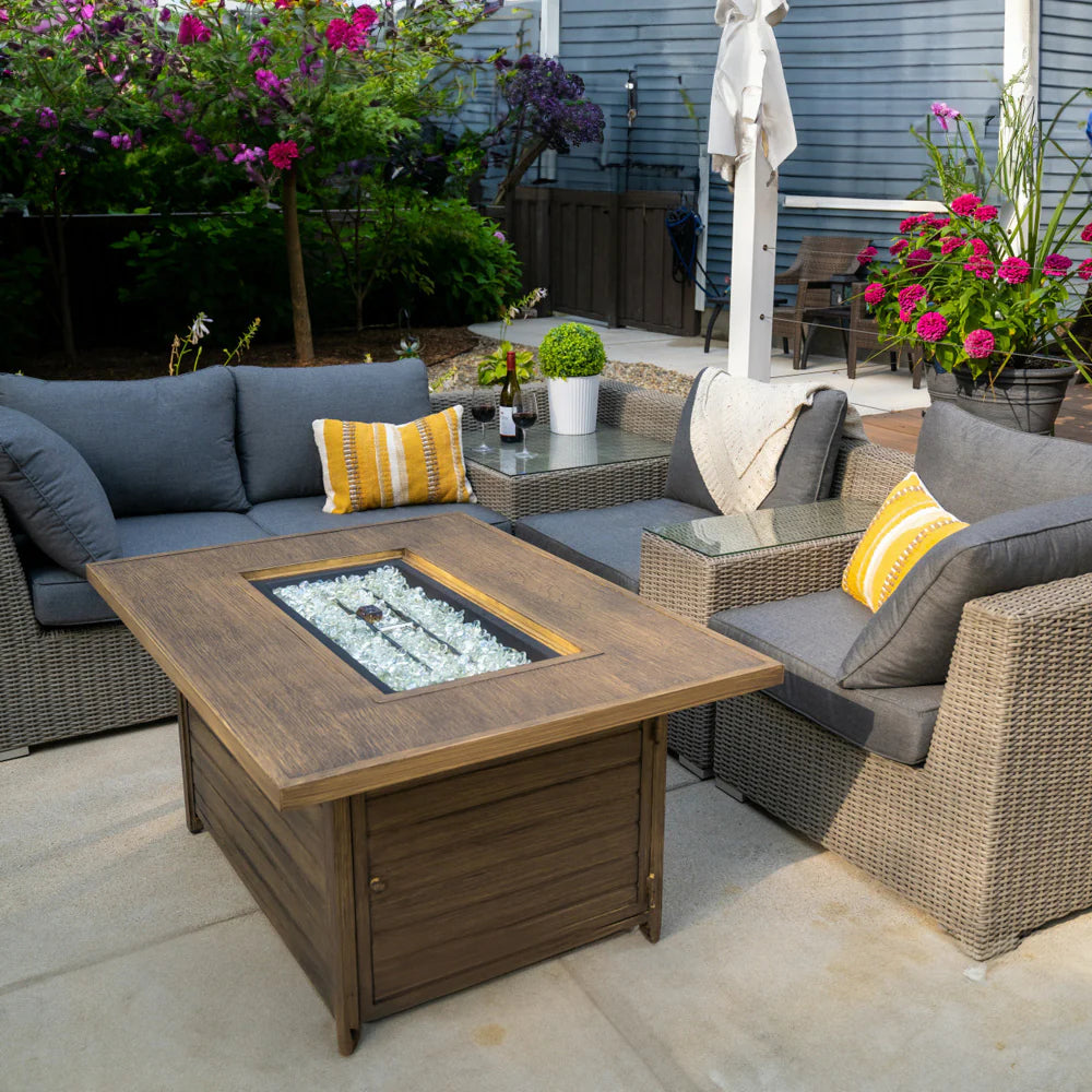 7pc Melbourne Deep Seating Fire Table Sofa Set lifestyle