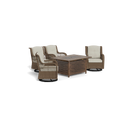 5pc Rio Vista Fire Table Chat Set with Outdoor Wicker Swivel Chairs