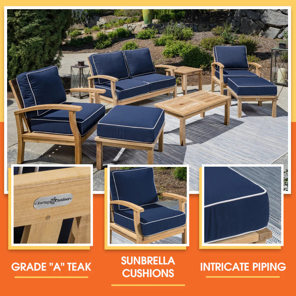 Teak 7pc Loveseat Set alternate front view